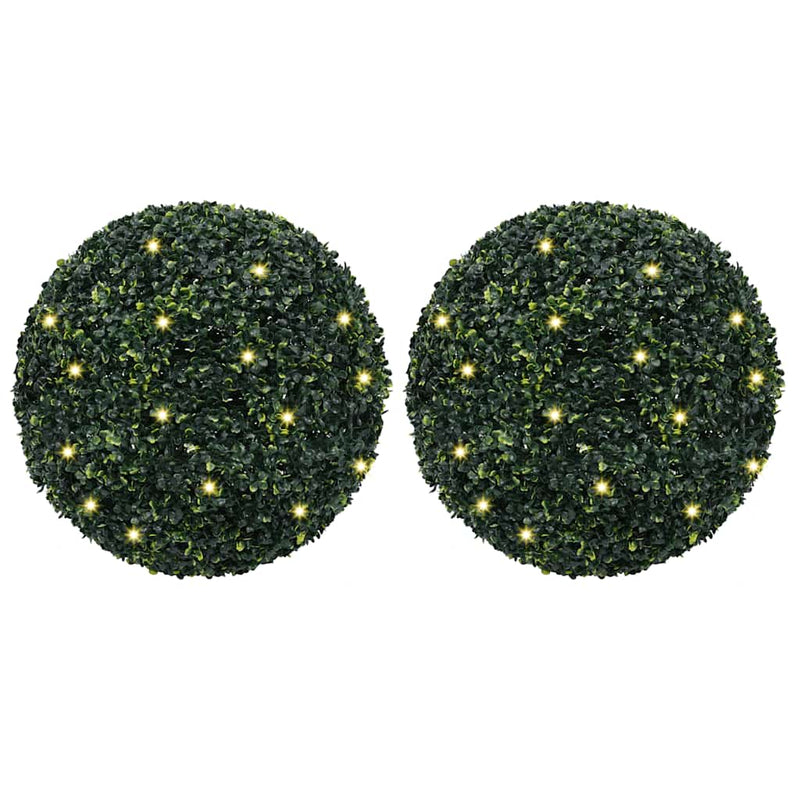 Chargez l'image dans la visionneuse de la galerie, Vidaxl kunstbuxusballen met led-verlichting 2 st 52 cm groen