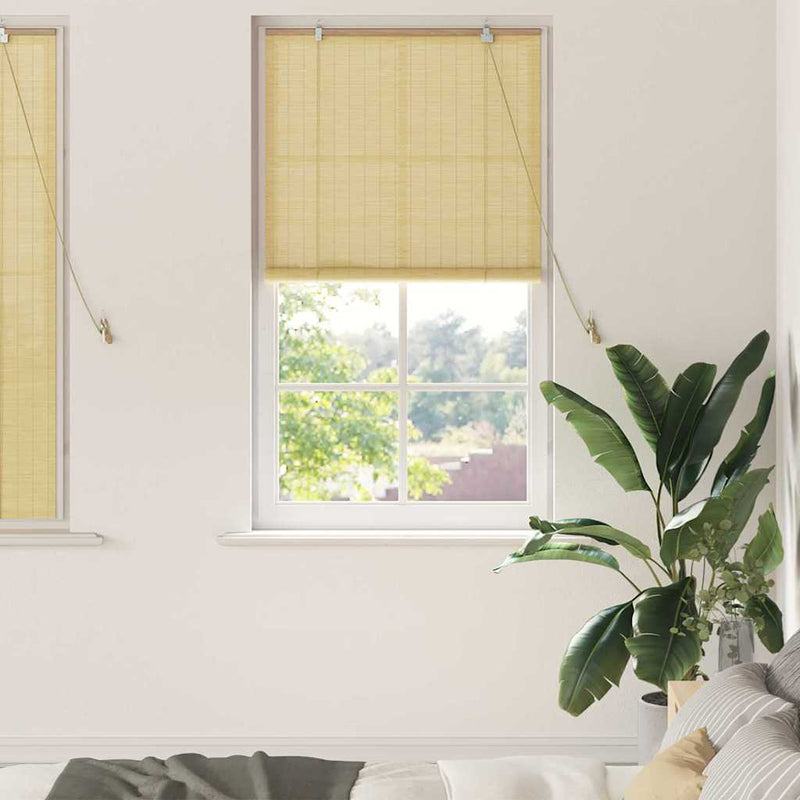Chargez l'image dans la visionneuse de la galerie, Vidaxl rolgordijn met gordijnen natuur 90 x 160 cm bamboe