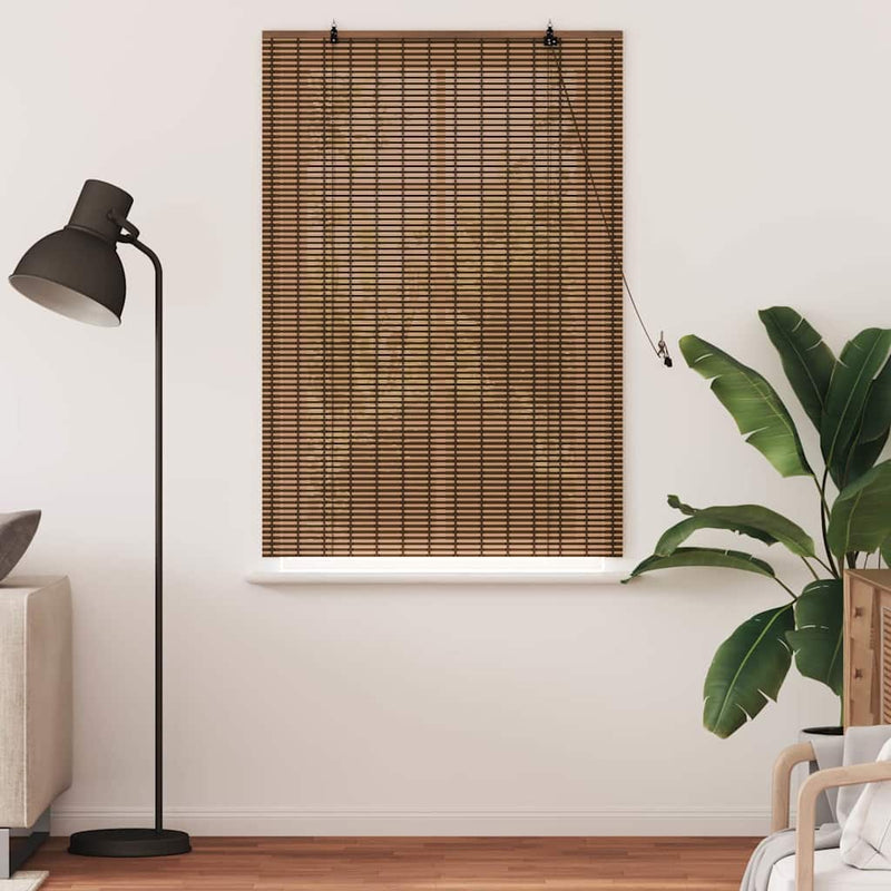 Chargez l'image dans la visionneuse de la galerie, Vidaxl rolgordijn met gordijnen bruin 110 x 160 cm bamboe