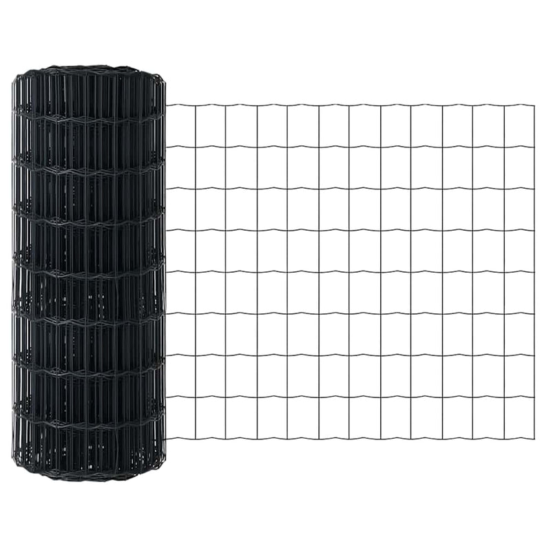Afbeelding laden in galerijviewer, Vidaxl euro hek grijs 0.6 x 10 m pvc-gecoat ijzer