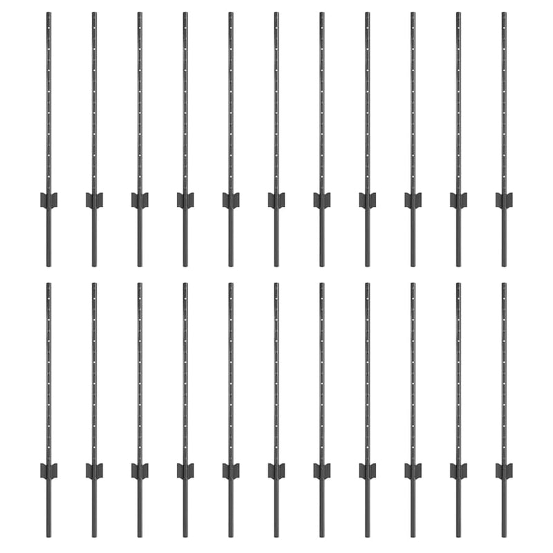 Afbeelding laden in galerijviewer, Vidaxl afrasteringspaal 22 pcs grijs 120 cm staal