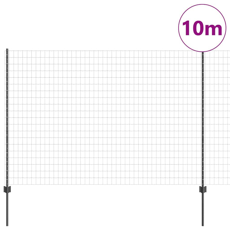 ギャラリービューアに画像をロードする, Vidaxl hek met paal grijs 1,5 x 10 m staal en pvc