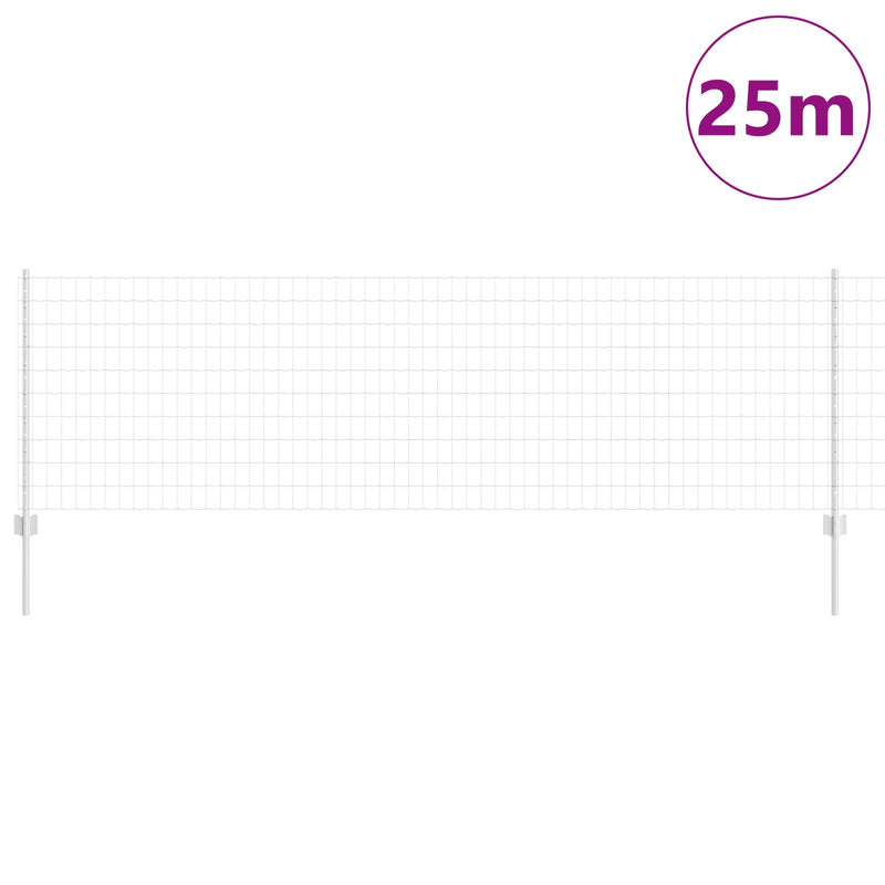 Afbeelding laden in galerijviewer, Vidaxl hek met paal zilver 0,8 x 25 m staal