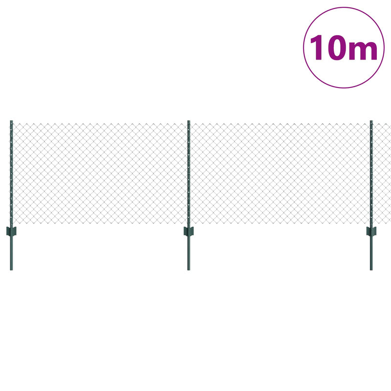 ギャラリービューアに画像をロードする, Vidaxl hek met paal groen 0,8 x 10 m staal en pvc