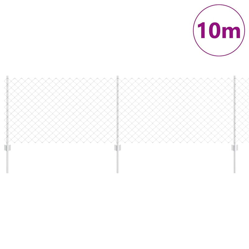 Afbeelding laden in galerijviewer, Vidaxl hek met paal zilver 0,8 x 10 m staal