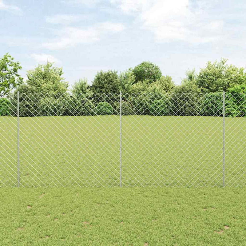 Afbeelding laden in galerijviewer, Vidaxl hek met paal zilver 1,4 x 10 m staal