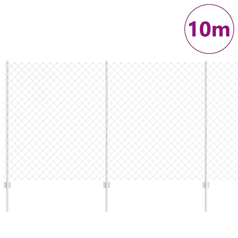 Afbeelding laden in galerijviewer, Vidaxl hek met paal zilver 1,4 x 10 m staal