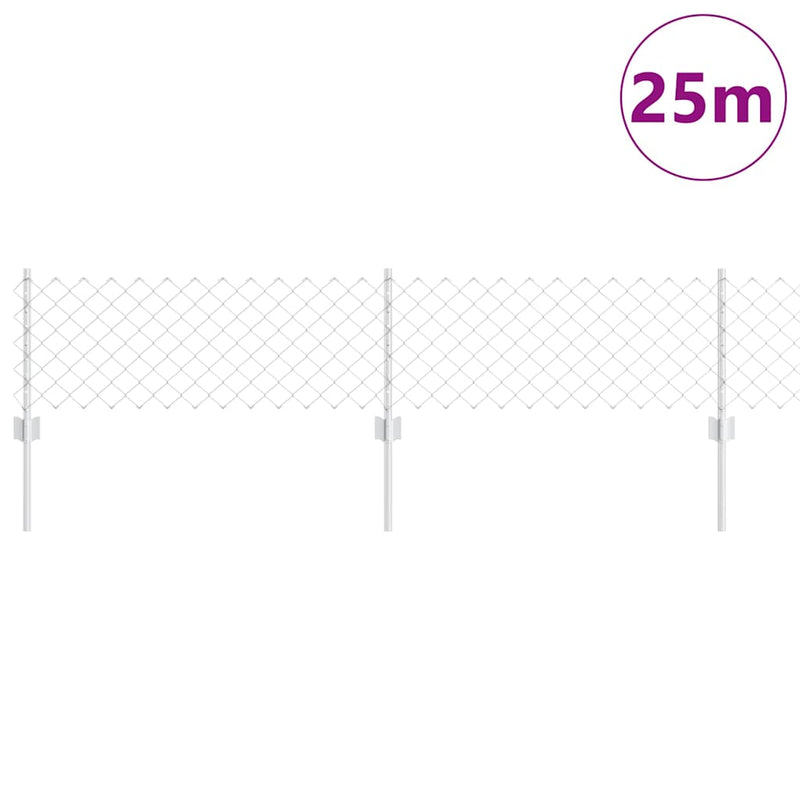 Afbeelding laden in galerijviewer, Vidaxl hek met paal zilver 0,4 x 25 m staal