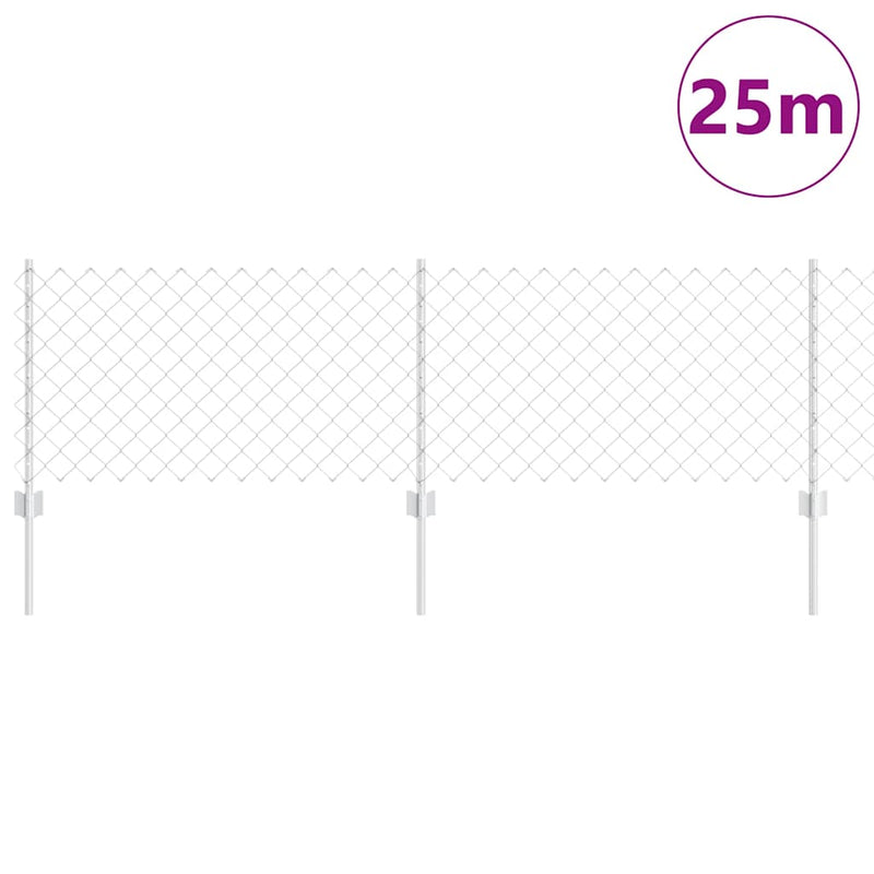 Afbeelding laden in galerijviewer, Vidaxl hek met paal zilver 0,6 x 25 m staal