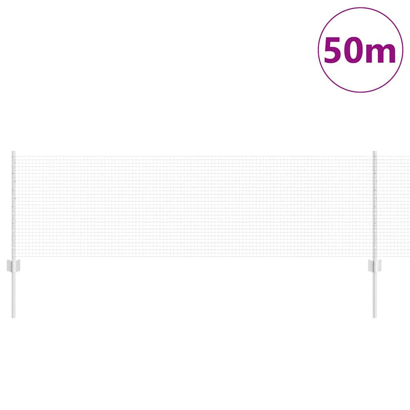 Chargez l'image dans la visionneuse de la galerie, Vidaxl hek met paal zilver 0,6 x 50 m staal