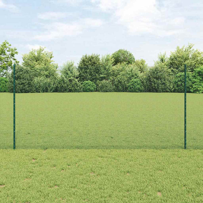 Afbeelding laden in galerijviewer, Vidaxl hek met paal groen 1,2 x 25 m staal en pvc