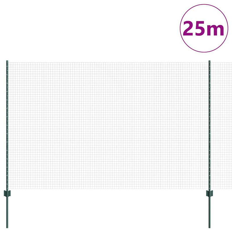 Afbeelding laden in galerijviewer, Vidaxl hek met paal groen 1,5 x 25 m staal