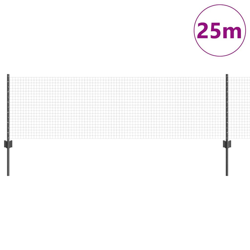 ギャラリービューアに画像をロードする, Vidaxl hek met paal grijs 0,6 x 25 m staal en pvc