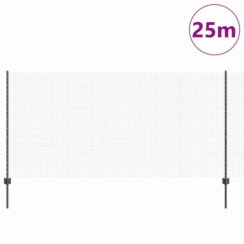 ギャラリービューアに画像をロードする, Vidaxl hek met paal grijs 1,2 x 25 m staal en pvc