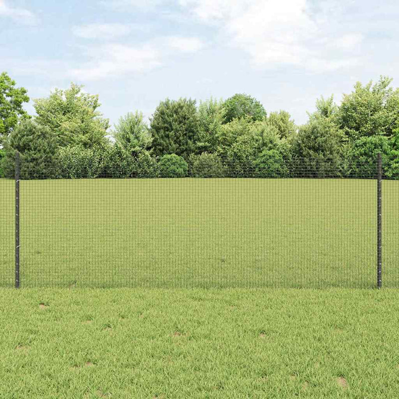 ギャラリービューアに画像をロードする, Vidaxl hek met paal grijs 0,8 x 50 m staal en pvc