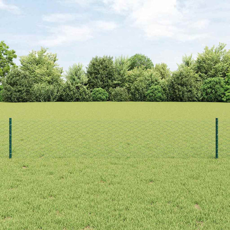 ギャラリービューアに画像をロードする, Vidaxl hek met paal groen 0,4 x 10 m staal en pvc