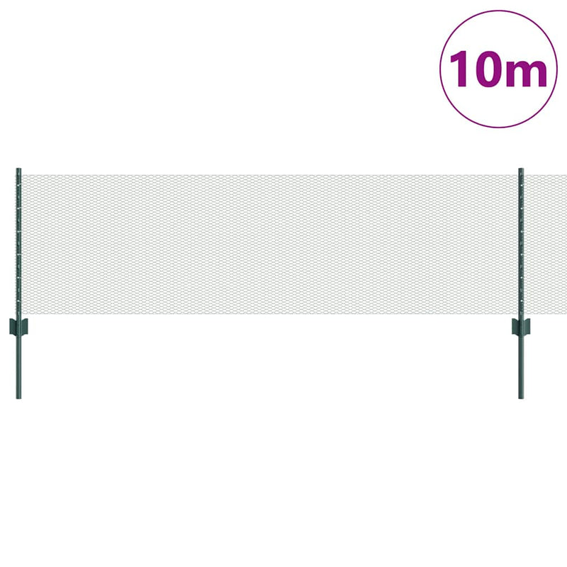 Afbeelding laden in galerijviewer, Vidaxl hek met paal groen 0,6 x 10 m staal en pvc
