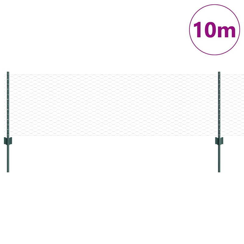 Afbeelding laden in galerijviewer, Vidaxl hek met paal groen 0,6 x 10 m staal en pvc