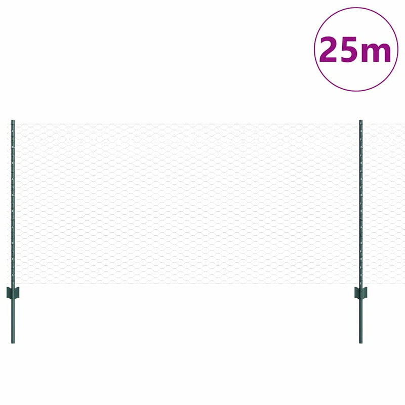 Chargez l'image dans la visionneuse de la galerie, Vidaxl hek met paal groen 1 x 25 m staal