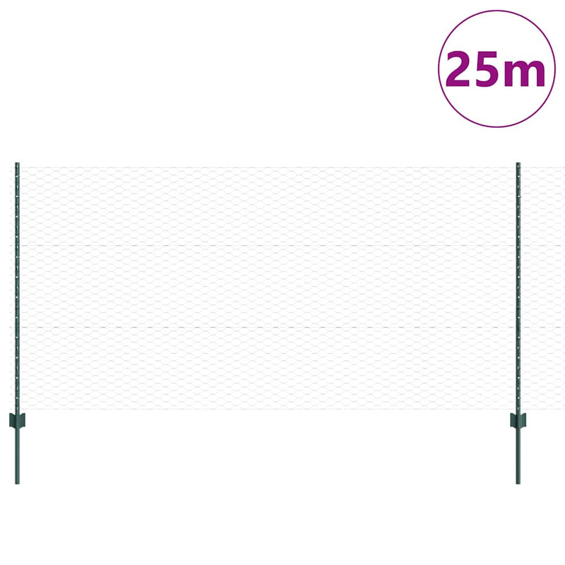 Chargez l'image dans la visionneuse de la galerie, Vidaxl hek met paal groen 1,2 x 25 m staal