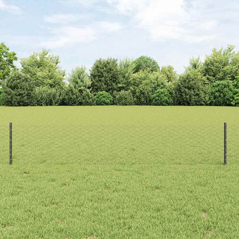 Afbeelding laden in galerijviewer, Vidaxl hek met paal grijs 0,4 x 10 m staal en pvc