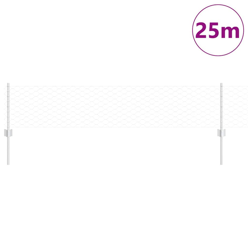 Afbeelding laden in galerijviewer, Vidaxl hek met paal zilver 0,4 x 25 m staal