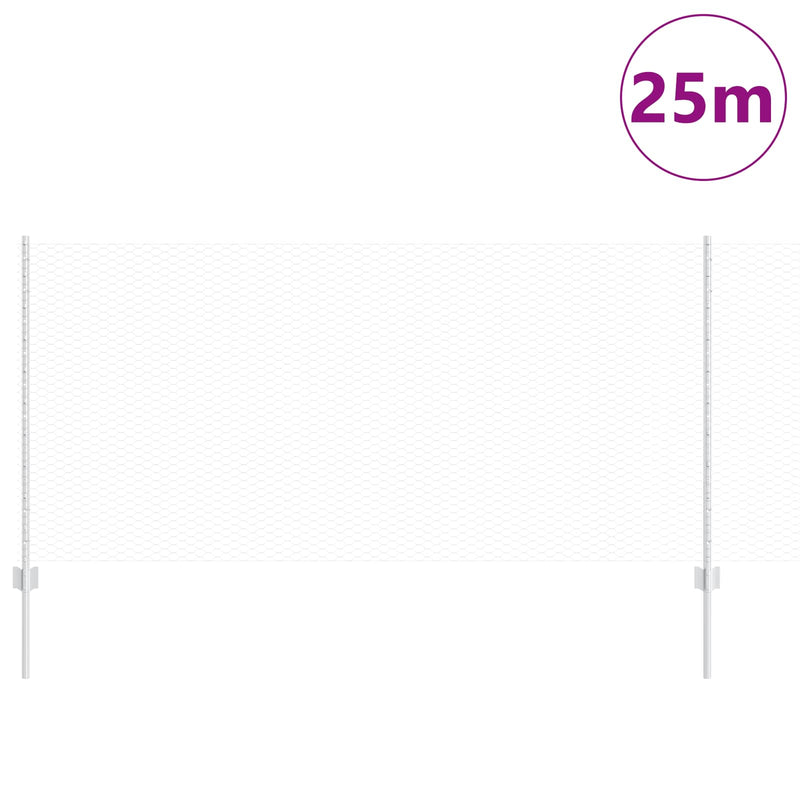 ギャラリービューアに画像をロードする, Vidaxl hek met paal zilver 1 x 25 m staal