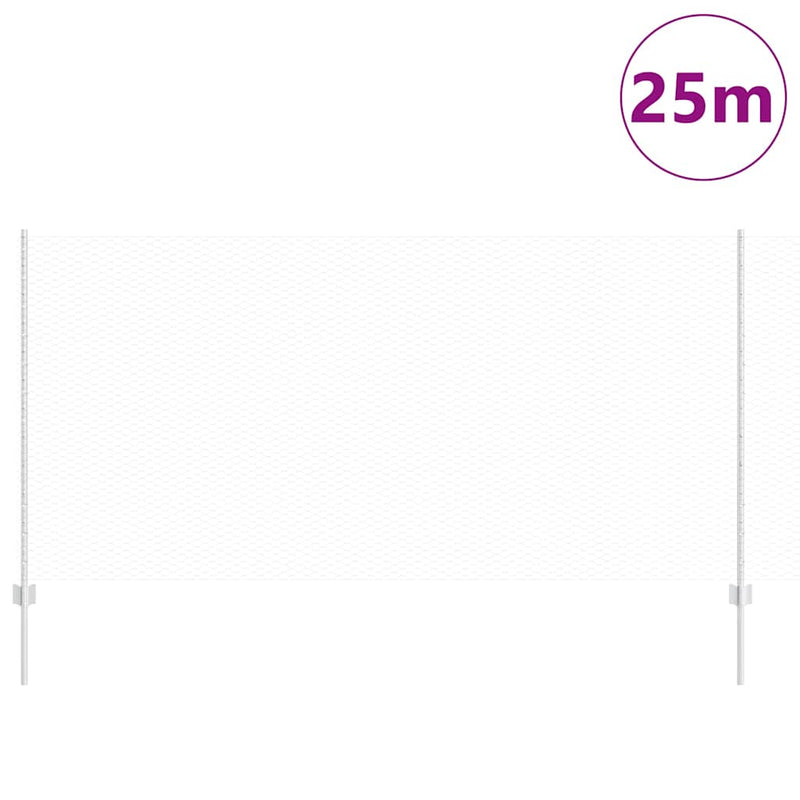 Chargez l'image dans la visionneuse de la galerie, Vidaxl hek met paal zilver 1,2 x 25 m staal