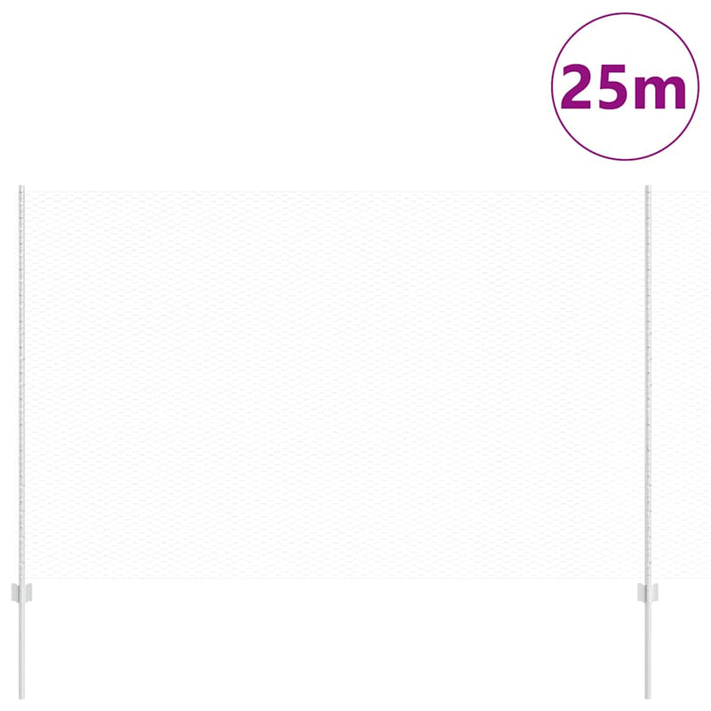 Afbeelding laden in galerijviewer, Vidaxl hek met paal zilver 1,5 x 25 m staal