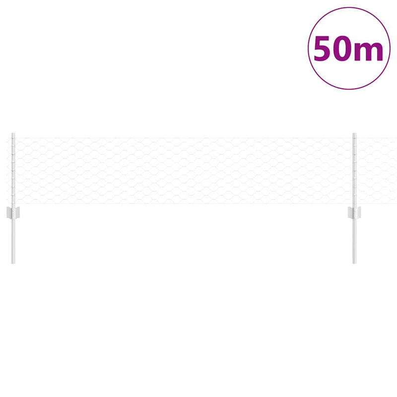 Afbeelding laden in galerijviewer, Vidaxl hek met paal zilver 0,4 x 50 m staal
