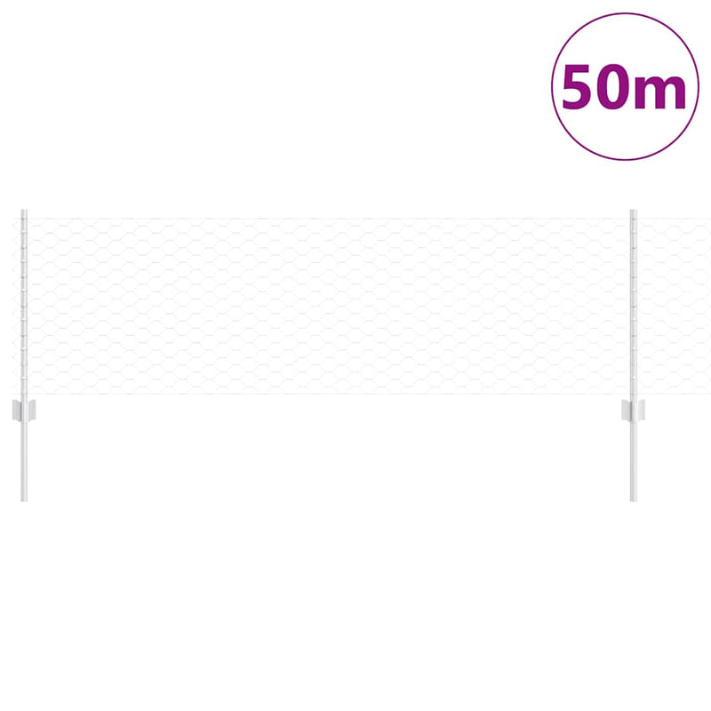 Afbeelding laden in galerijviewer, Vidaxl hek met paal zilver 0,6 x 50 m staal
