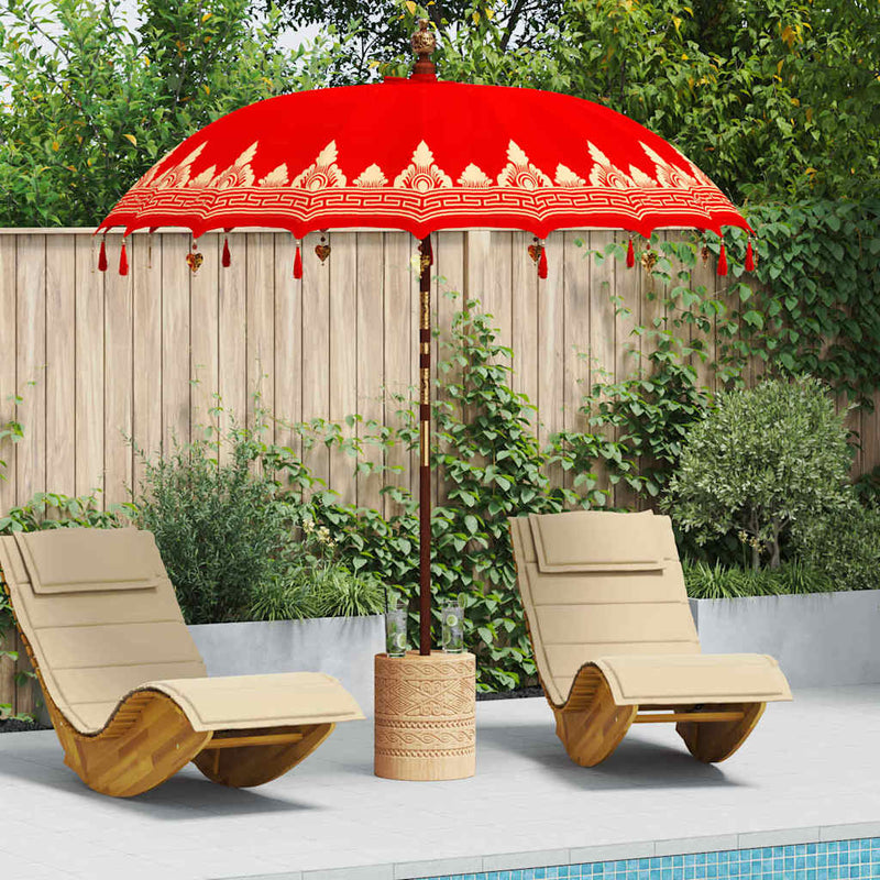 Chargez l'image dans la visionneuse de la galerie, Vidaxl balinese parasol rood 215 x 215 x 260 cm
