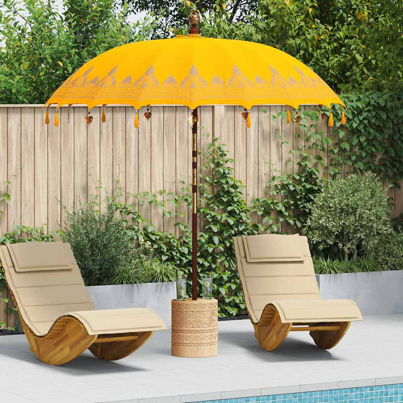 Afbeelding laden in galerijviewer, Vidaxl balinese parasol geel 215 x 215 x 260 cm
