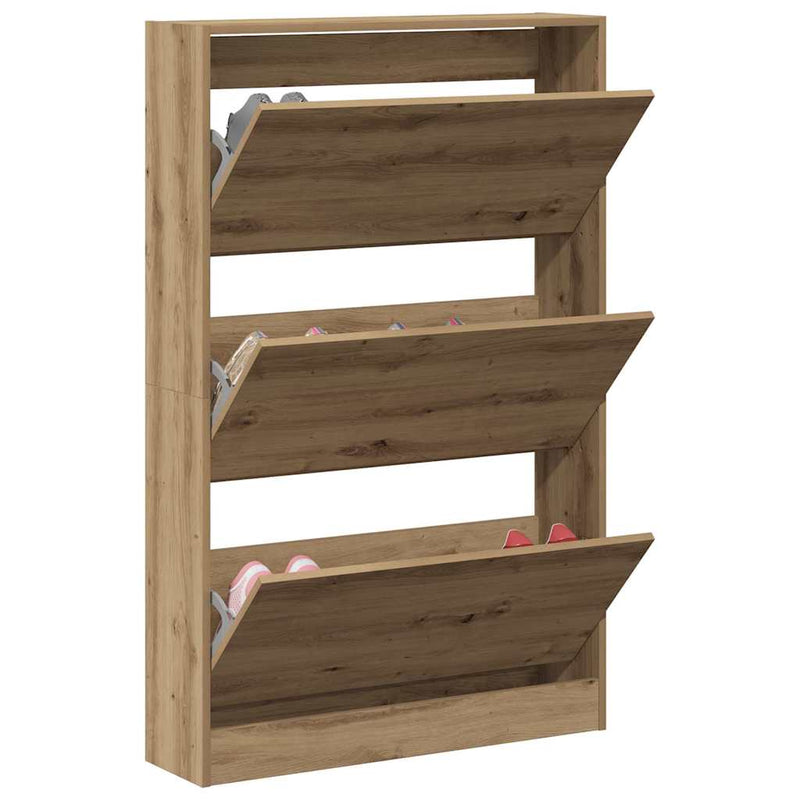 Afbeelding laden in galerijviewer, Vidaxl schoenenkast artisan eiken 80 x 21 x 125,5 cm bewerkt hout