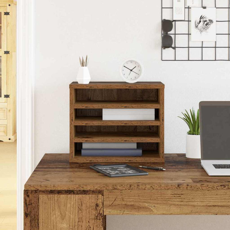 Chargez l'image dans la visionneuse de la galerie, Vidaxl bureau organizer oudhout 36 x 26 x 29,5 cm bewerkt hout