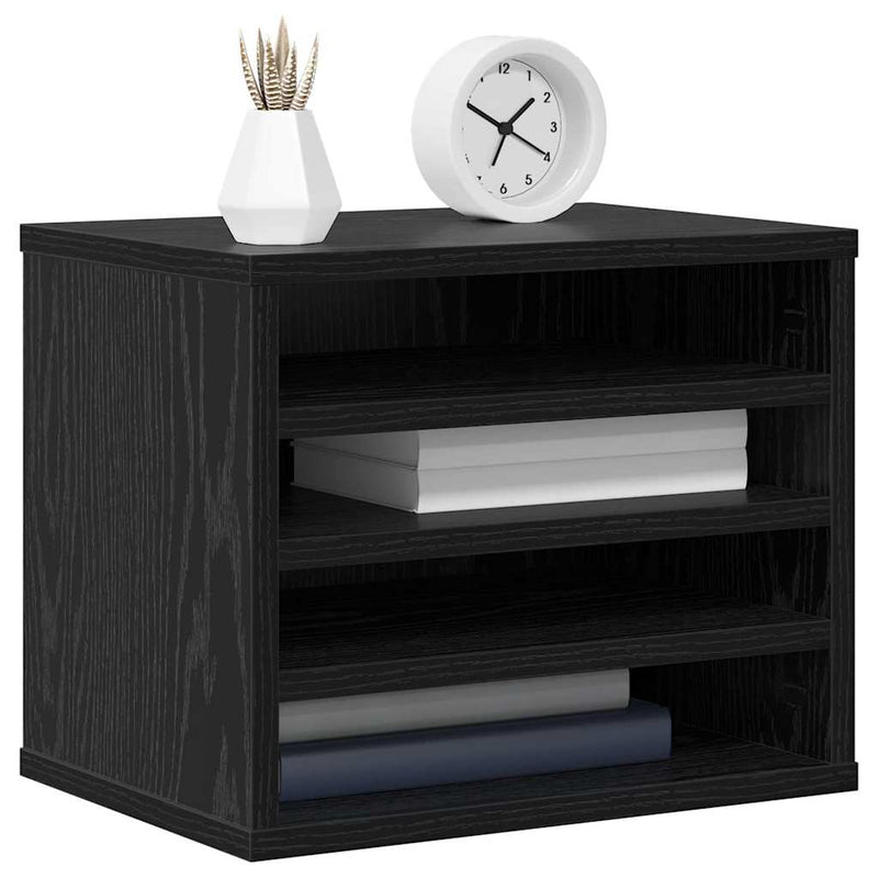 Chargez l'image dans la visionneuse de la galerie, Vidaxl bureau organizer zwart eiken 36 x 26 x 29,5 cm bewerkt hout