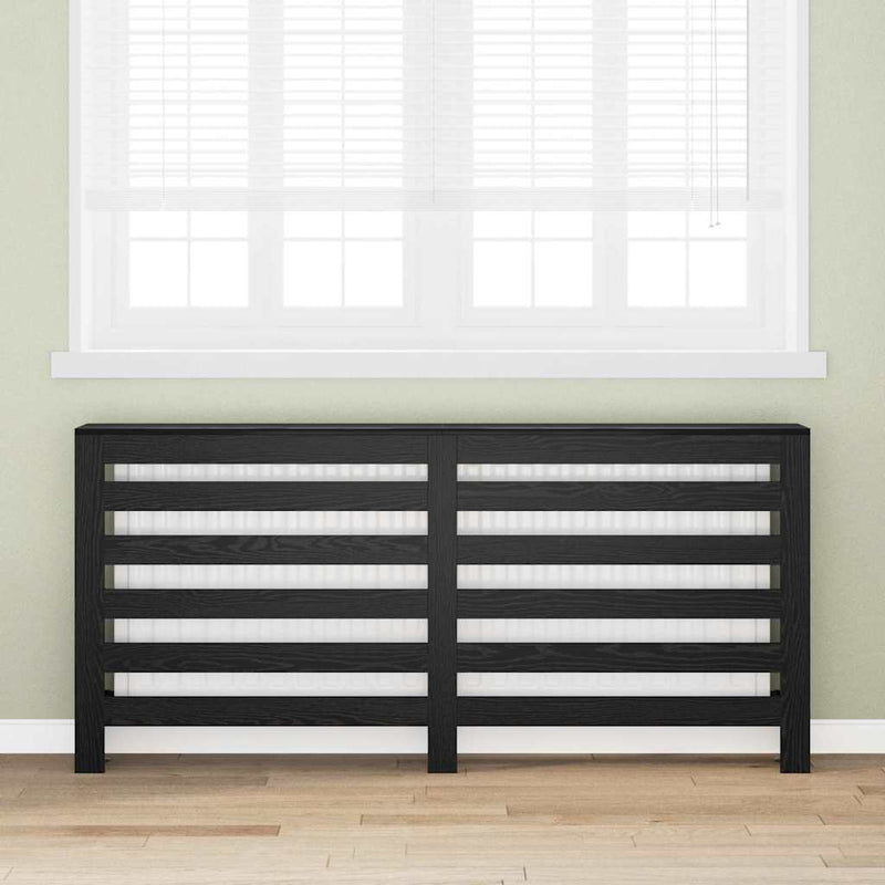 Chargez l'image dans la visionneuse de la galerie, Vidaxl radiatorafdekking zwart eiken 175 x 20 x 82 cm bewerkt hout