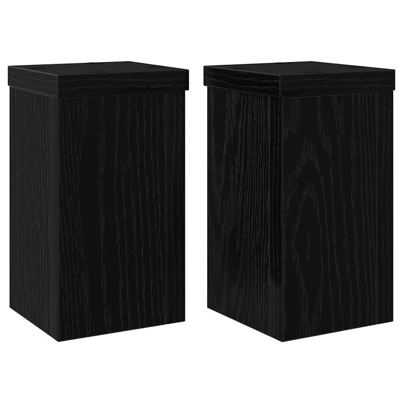 Chargez l'image dans la visionneuse de la galerie, Vidaxl plantenstandaard 2 pcs zwart eiken 10 x 10 x 18 cm bewerkt hout