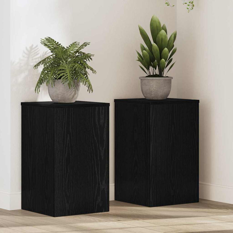 Chargez l'image dans la visionneuse de la galerie, Vidaxl plantenstandaard 2 pcs zwart eiken 30 x 30 x 50 cm bewerkt hout