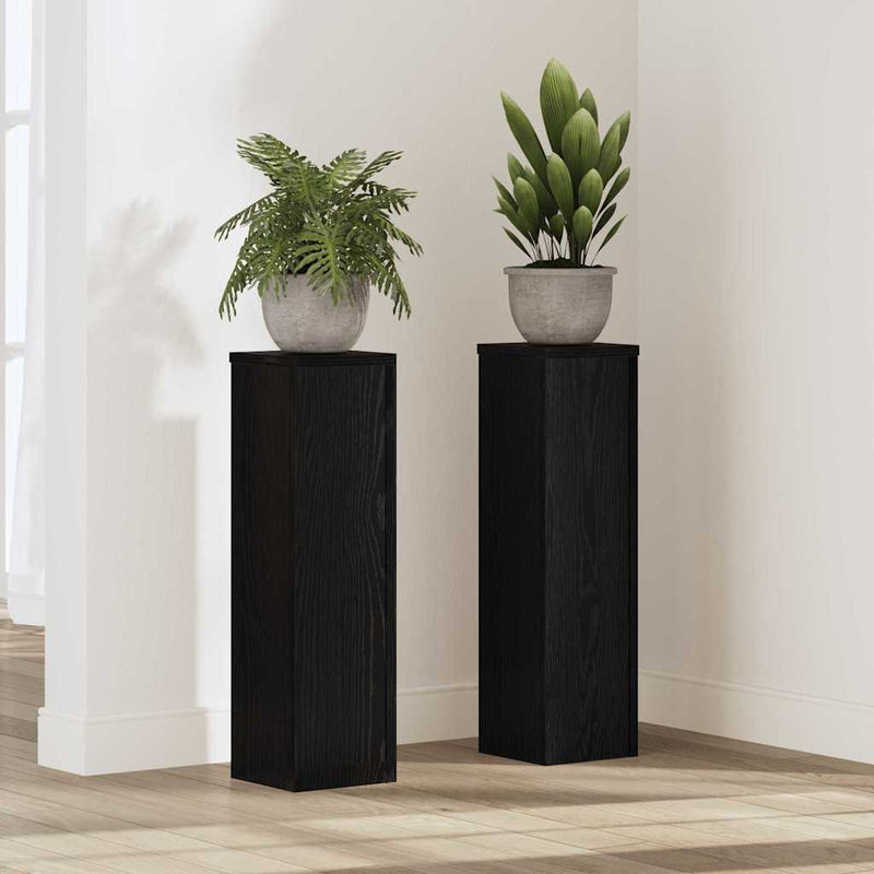 Chargez l'image dans la visionneuse de la galerie, Vidaxl plantenstandaard 2 pcs zwart eiken 17 x 17 x 60 cm bewerkt hout