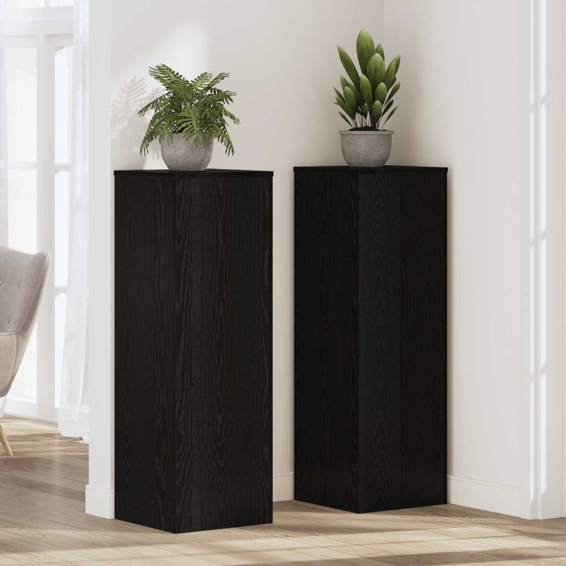 ギャラリービューアに画像をロードする, Vidaxl plantenstandaard zwart eiken 33 x 33 x 100 cm bewerkt hout