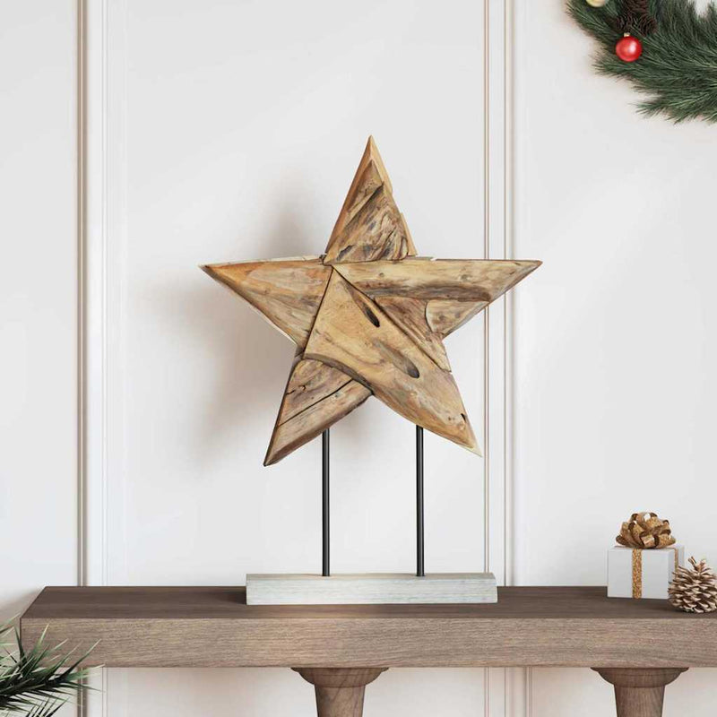 Afbeelding laden in galerijviewer, Vidaxl kerstster bruin 43,5 x 13,5 x 59 cm massief teakhout
