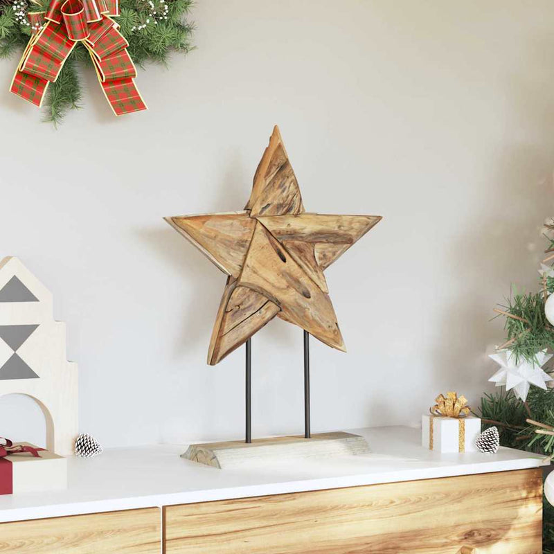 Afbeelding laden in galerijviewer, Vidaxl kerstster bruin 43,5 x 13,5 x 59 cm massief teakhout