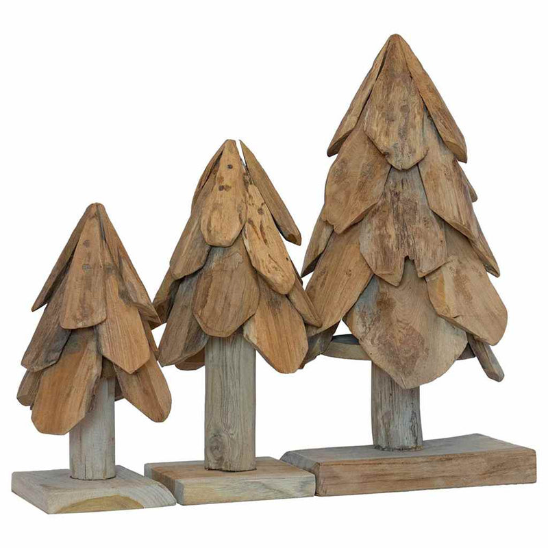 Afbeelding laden in galerijviewer, Vidaxl kerstboom met standaard 3 pcs bruin massief teakhout