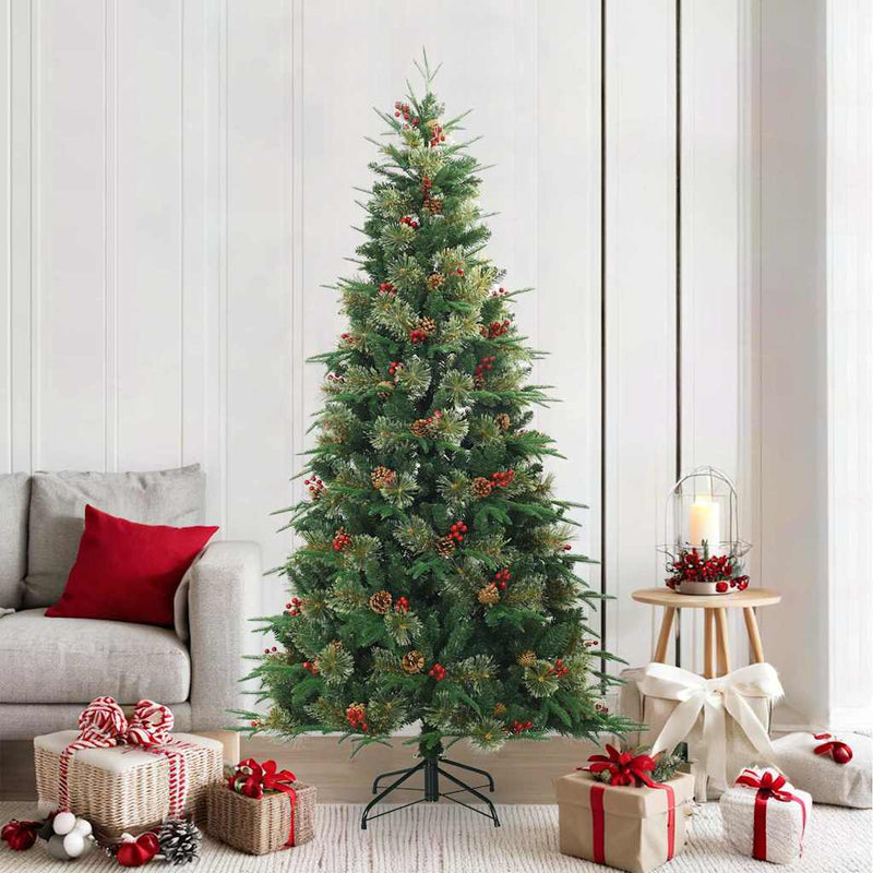 ギャラリービューアに画像をロードする, Vidaxl kunstmatige inklapbare kerstboom groen 210 cm pvc, pe en staal