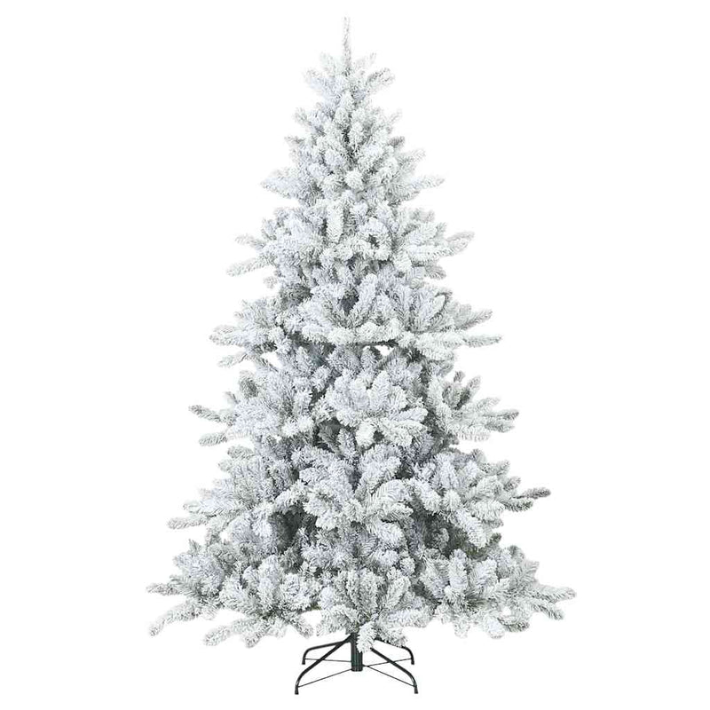 Afbeelding laden in galerijviewer, Vidaxl kunst kerstboom met geveerde takken, sneeuw bedekt wit 210 cm