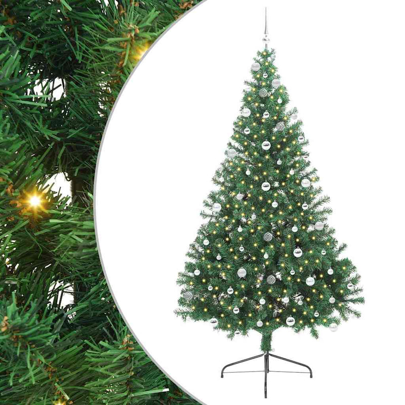 ギャラリービューアに画像をロードする, Vidaxl kunstmatig voorverlicht kerstboom met 300 led groen 240 cm pvc