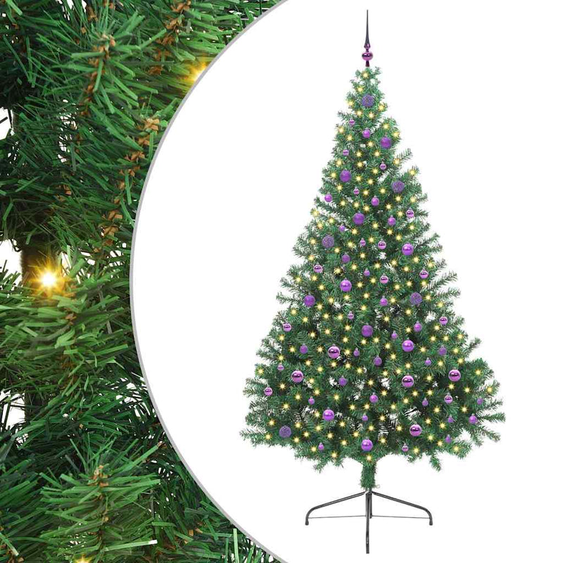 Chargez l'image dans la visionneuse de la galerie, Vidaxl kunstmatig voorverlicht kerstboom met 300 led groen 240 cm pvc