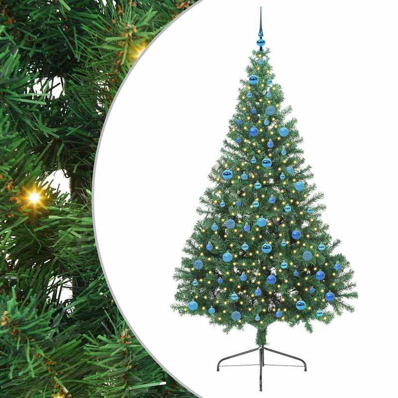 ギャラリービューアに画像をロードする, Vidaxl kunstmatig voorverlicht kerstboom met 300 led groen 240 cm pvc