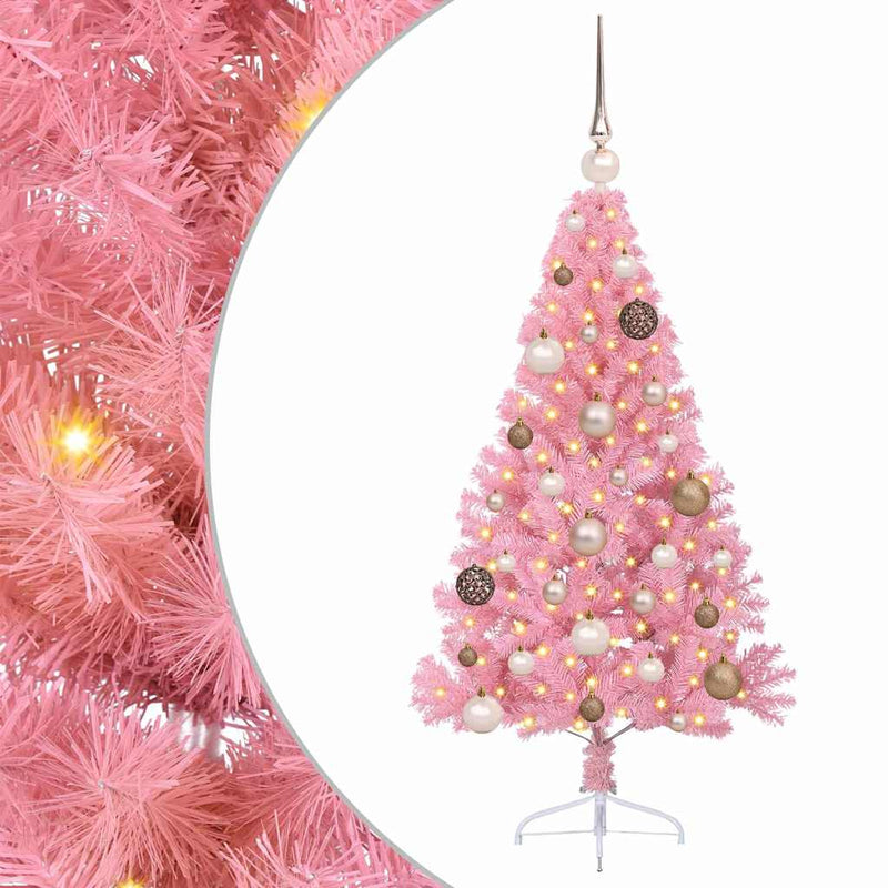 ギャラリービューアに画像をロードする, Vidaxl kunstmatig voorverlicht kerstboom met 150 led roze 120 cm pvc